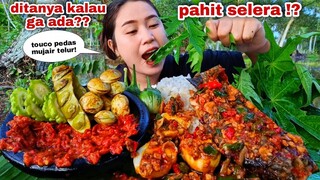 MUJAIR TELUR TAUCO PEDAS LALAPAN DAUN PEPAYA JENGKOL MENTAH PETE GORENG PARE