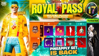 Pineapple Set Is Back | M17 Royal Pass Mythic Outfit | New Update 2.3 |PUBGM/BGMI