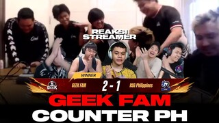 GEEK FAM COUNTER PH 'PHILIPPINES'!! GEEK FAM 2-1 RSG PH MPLI 2022!! | REAKSI STREAMER MOBILE KEGENDS