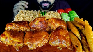 ZAFRANI PULAO, CHICKEN THIGH PIECE CURRY, FRIED LADY FINGER, SALAD EATING| ASMR MUKBANG| #LiveToEATT