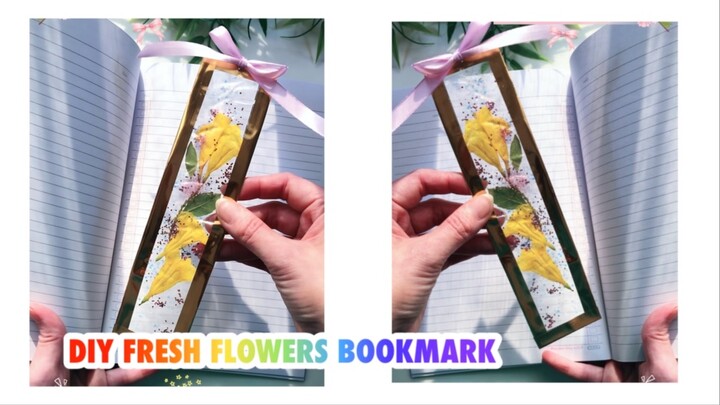 DIY Fresh Flowers Bookmark Idea 💐🌿#dıy #craft #creative #crafting #fypシ