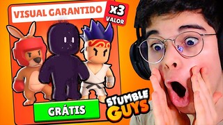 PEGUEI TODAS AS SKINS NOVAS DE GRAÇA NA UPDATE DOS YOUTUBERS DO STUMBLE GUYS!