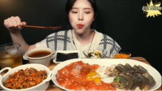 Tôm ngâm, cá hồi ngâm, cơm trộn sò huyết phần 2 #mukbang