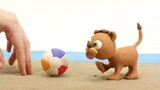 Lion playing soccer cartoon for children - BabyClay