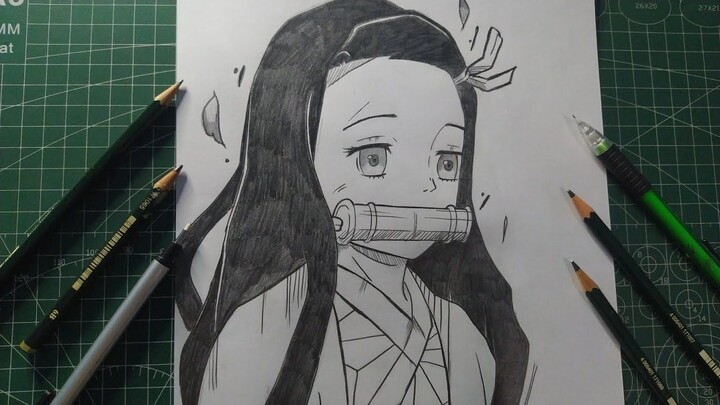 NEZUKO PENCIL SKETCH DRAWING
