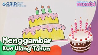 Cara Menggambar dan Mewarnai Kue Ulang Tahun - Menggambar Bersama Mombi