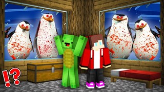 JJ and Mikey HIDE From SCARY LOS PINGUINOS.EXE At Night in Minecraft Maizen