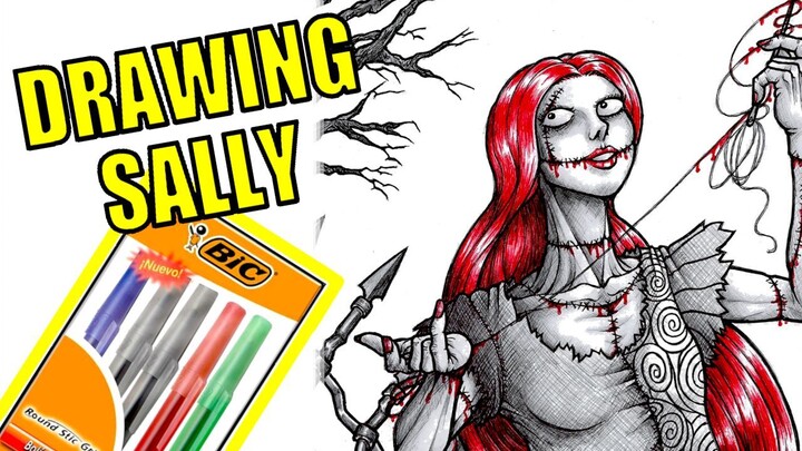 🎃 Drawing Sally with Pens - The Nightmare before Christmas