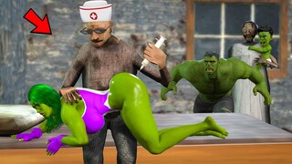 Doctor Grandpa Injection She-Hulk Funny Granny Rescue | Spiderman and his amazing friends cartoon
