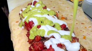 Las Vegas-style mega-sized Mexican burrito—this portion size is just too huge!