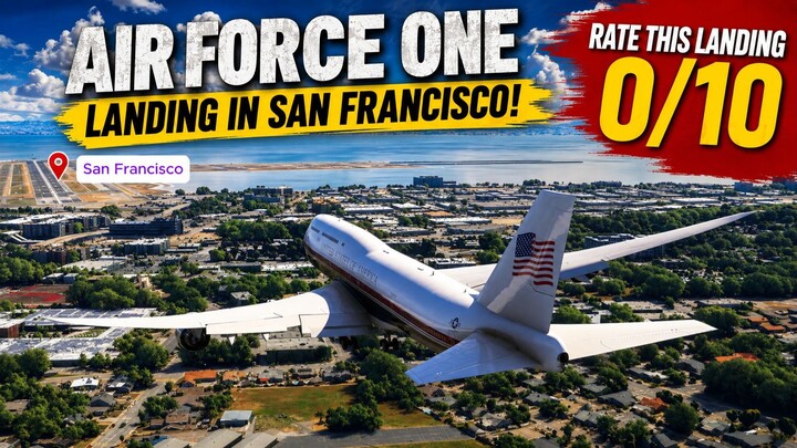 Just Amazing NEW Air Force One painting landing in San Francisco - Rate this Landing 0/10
