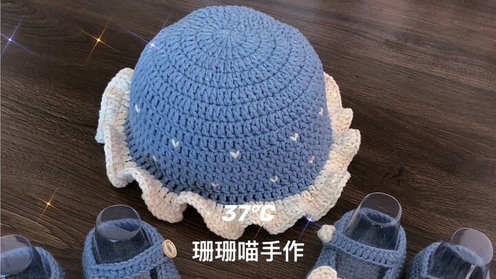 งานฝีมือน้องซานซานเหมียว ตอนที่ 15 ชุดหมวกเด็กแต่งระบายหูหนู คู่มือฉบับละเอียดสำหรับผู้เริ่มต้นถักไห