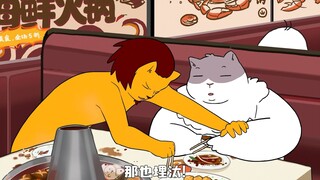 家 人 们 谁 懂 啊  都掉桌上了他还要吃！