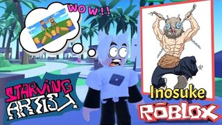 ROBLOX Making Inosuke in Starving Artist! Unlispace Arts Timelapse DIY Pixel Arts #1