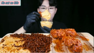 Mì tương đen cay và đùi gà chiên tẩm gia vị phần 7 #mukbang