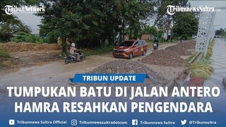 Tumpukan Material Batu di Jalan Antero Hamra Kadia Kendari Sulawesi Tenggara Resahkan Pengendara