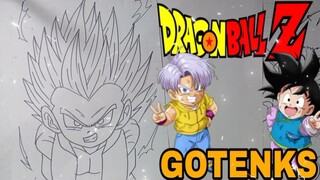menggambar anime dragonball, gotenks