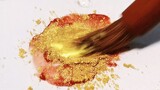 [Calligraphy] Using liquid lipstick and gold sparkler powder