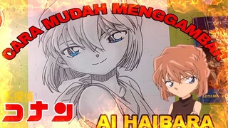cara mudah menggambar anime detektif Conan, AI HAIBARA