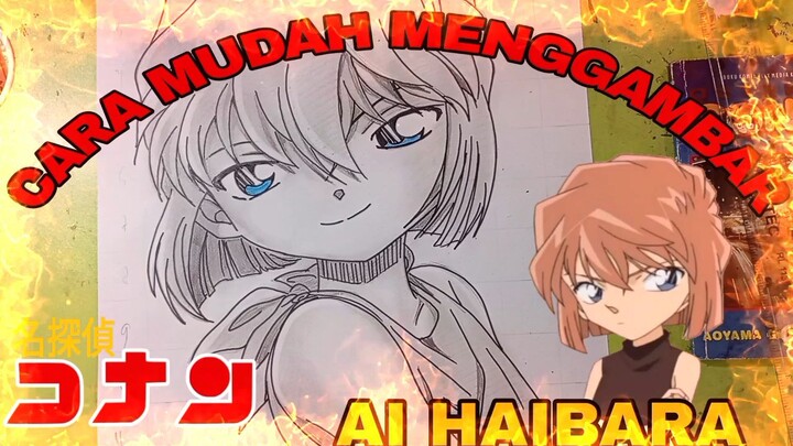 cara mudah menggambar anime detektif Conan, AI HAIBARA