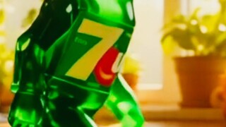 7 up bottle waking on the table.