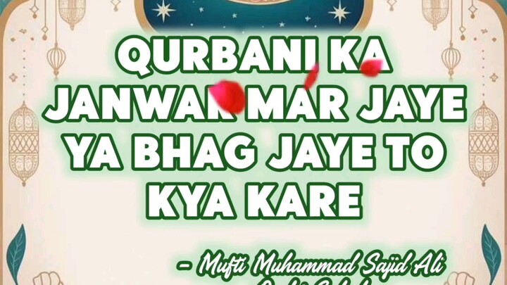Qurbani Ka Janwar Mar jaye ya Bhaag jaye to kya kare