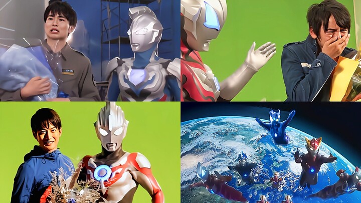 The Ultramans are all leaving the earth and saying goodbye to their human bodies.
