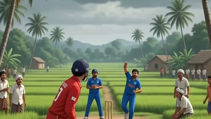 乡村板球高燃时刻！惊天一击直接飞出村庄！Epic Village Cricket Match! Massive Six Hits Out of the Ground!