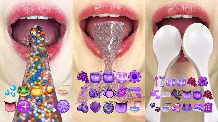 asmr PURPLE EMOJI FOOD MUKBANG COLLECTION (SATISYING) 보라색 이모지 먹방 모음집 eating soun