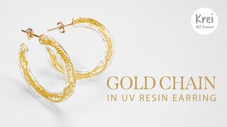 UV Resin - Gold Chain in UV Resin Earring