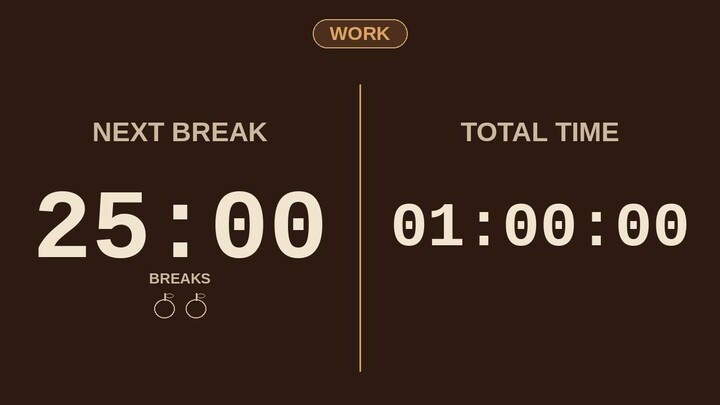 1 Hour Pomodoro Timer | 25/5 Focus Sessions | 1小时番茄钟计时器 | 25/5 专注时段