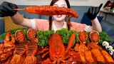 Spicy Lobster 🦞 Abalone Squid Enoki Mushroom BEST Seafood Boil Recipe Mukbang ASMR