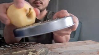 ASMR Plate Licking Grated Apple - Sensitive Sounds Of Eating & Food Grating