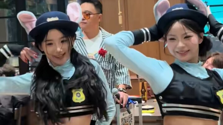 Officer Rabbit: A duet dance—grill stalls don’t play low-level games.