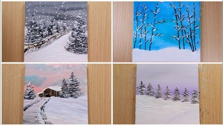 KING ART  EASY PAINTING 2 STEP BY STEP  4 winter landscapes