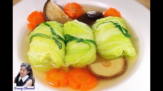 ผักกาดขาวห่อหมูสับ : Minced Pork Wrapped in Chinese Cabbage l Sunny Thai Food