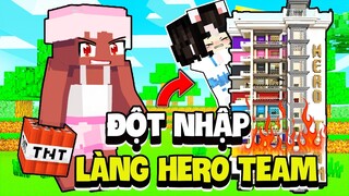 MIKE ĐEN THỬ THÁCH 24H ĐỘT NHẬP LÀNG HERO TEAM | MIKE ĐEN PHÁ HỦY NHÀ MÈO SIMMY TRONG MINECRAFT