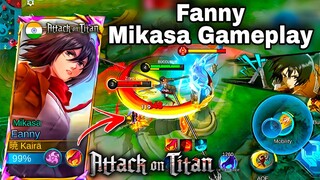 FANNY NEW AOT SKIN GAMEPLAY!🔰MIKASA ACKERMAN🧣⚔️🪽