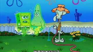 Pink and yellow idiots turned into ghosts to scare Squidward