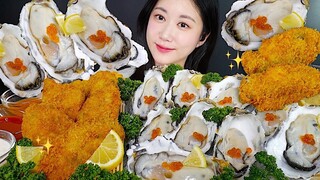 [ONHWA] Raw oysters + fried oysters chewing sound! Such fresh raw seafood