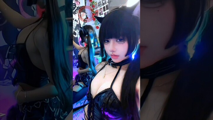 Goth Cat Girl So Cute  Cat Girl Cosplay #shorts