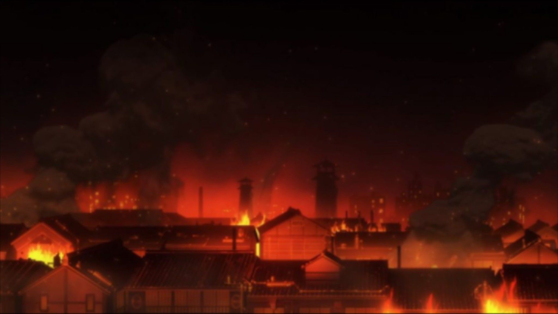 burning building anime