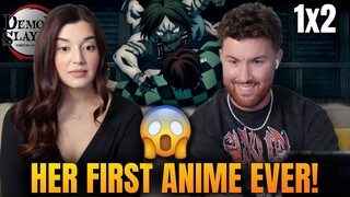 Showing My Girlfriend Anime for the First Time 😱 | Demon Slayer Reaction S1 Ep 2