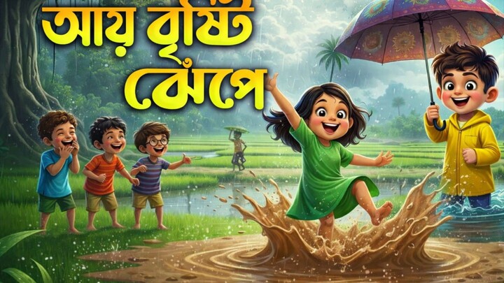 আয় বৃষ্টি ঝেঁপে 🌧️ | ধান দেব মেপে | বাংলা শিশুদের ছড়া | Bangla Kids Video