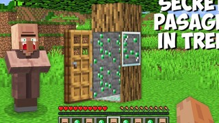 ทำไม VILLAGER ซ่อนเส้นทางลับในต้นไม้ด้วยไอเท็ม SUPER EMERALD ใน Minecraft ฐานลับ !