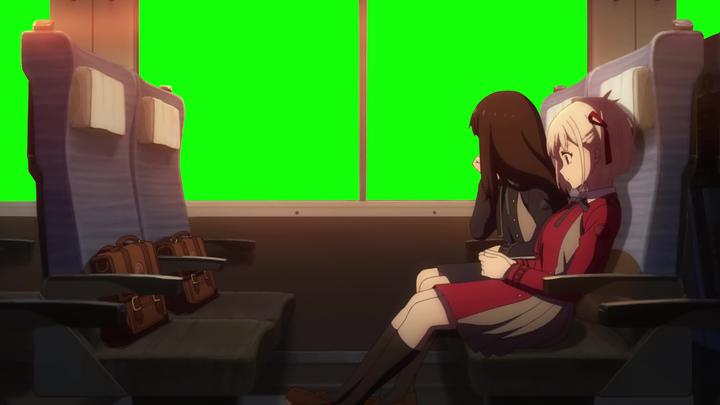 Chibuka and Takina on the return trip by train. GB Attached use example [ Lycoris Recoil ]
