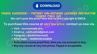 [https://Courses4sale.pro]Marek Kasperski - Memory (On-Demand) Licensed Instructor Course (TBLI) 247