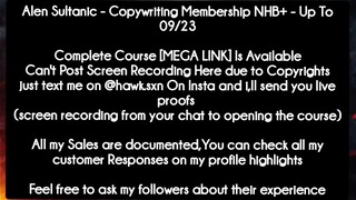 Alen Sultanic - Copywriting Membership NHB+ - Up To 09/23 course download