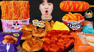 ASMR MUKBANG 편의점 핵불닭 미니!! 떡볶이 & 핫도그 & 치즈 피자 FIRE Noodle & HOT DOG & CHEESE PIZZA EATING SOUND!