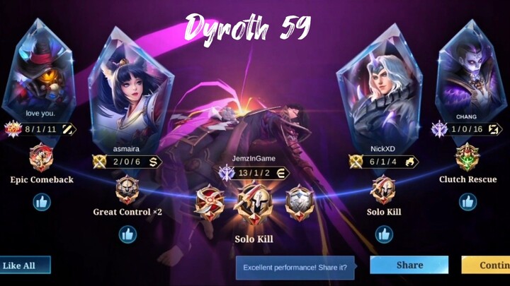 Dyroth Vs Benedita in EXP lane | JemzInGame Dyroth Plays (59) | Mobile Legends
